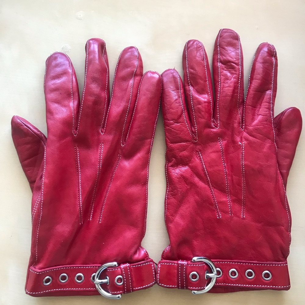 COACH Leather Gloves, 7 1/2